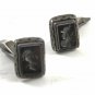 True Vintage 1920s - 40's Sterling Onyx Greek Warrior Cufflinks Unmarked 111814
