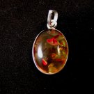 Fashion Retro Sterling Silver Natural Stone Amber Pendant Drop