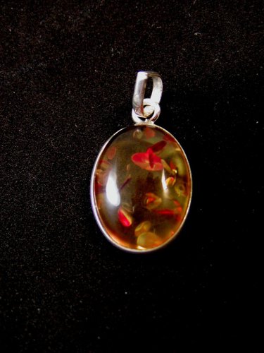 Fashion Retro Sterling Silver Natural Stone Amber Pendant Drop