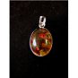 Fashion Retro Sterling Silver Natural Stone Amber Pendant Drop