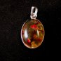 Fashion Retro Sterling Silver Natural Stone Amber Pendant Drop