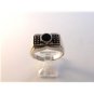 Vintage Sterling Silver & Black Onyx Ring Sz 12
