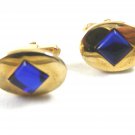 1950's True Vintage Goldtone & Blue Cufflinks By ANSON 101514