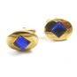 1950's True Vintage Goldtone & Blue Cufflinks By ANSON 101514