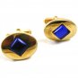 1950's True Vintage Goldtone & Blue Cufflinks By ANSON 101514