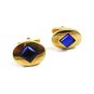 1950's True Vintage Goldtone & Blue Cufflinks By ANSON 101514