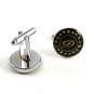 Unmarked Silvertone Black Initial Letter D Cufflinks 11062013yt