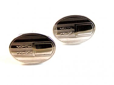 Vintage Silver Tone with Place for Monogram Cufflinks