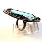 Large Vintage Native American Sterling Silver & Turquoise Ring Size 7  4446