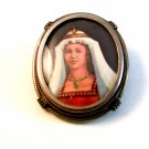 Vintage 800 Silver Hand Painted Portrait of a Lady Brooch
