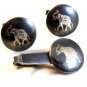 Vintage Sterling Silver Siam Elephant Cufflinks & Tie Clasp By Bombay Bazaar BB