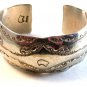 Signed Vintage Native American Sterling Silver Cuff Bracelet