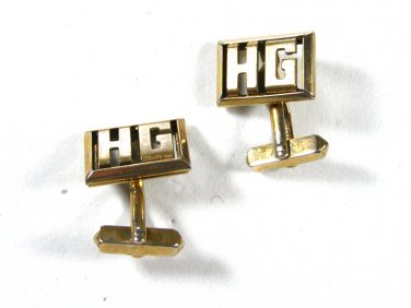 Vintage 2 Tone Initial / Letter HG Cufflinks by Swank 71215