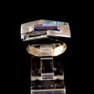 Retro Sterling Silver & Amythest & Peridot & Blue Topaz Ring Size 9