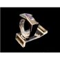 Retro Sterling Silver & Amythest & Peridot & Blue Topaz Ring Size 9