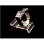 Retro Sterling Silver & Amythest & Peridot & Blue Topaz Ring Size 9