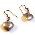 Vintage Sterling Silver Puffy Heart Dangly Pierced Earrings