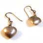 Vintage Sterling Silver Puffy Heart Dangly Pierced Earrings
