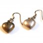 Vintage Sterling Silver Puffy Heart Dangly Pierced Earrings