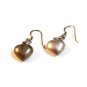 Vintage Sterling Silver Puffy Heart Dangly Pierced Earrings