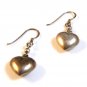 Vintage Sterling Silver Puffy Heart Dangly Pierced Earrings