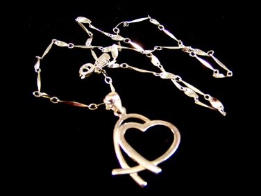 New Sterling Silver Heart  Pendant with 18" Sterling Chain