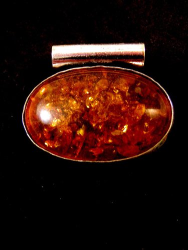 Vintage Tribal Sterling Silver Amber Pendant
