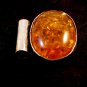 Vintage Tribal Sterling Silver Amber Pendant