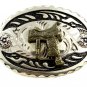 Western Cowboy Silver & Black Tone Saddle Belt Buckle #102113
