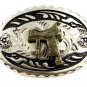 Western Cowboy Silver & Black Tone Saddle Belt Buckle #102113