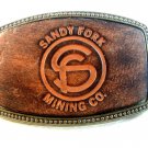 Vintage Sandy Fork Mining Company Leather & Metal Belt Buckle