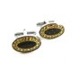 Unmarked Silvertone & Black & Rhinestones Cufflinks 11062013ddr