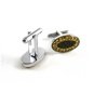 Unmarked Silvertone & Black & Rhinestones Cufflinks 11062013ddr