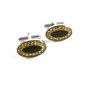 Unmarked Silvertone & Black & Rhinestones Cufflinks 11062013ddr