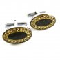 Unmarked Silvertone & Black & Rhinestones Cufflinks 11062013ddr