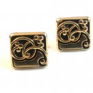 Vintage Gold Tone & Black Fancy Swirel Cufflinks