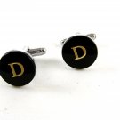 Silvertone & Goldtone & Black Initial Letter D Cufflinks 11062013