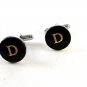 Silvertone & Goldtone & Black Initial Letter D Cufflinks 11062013