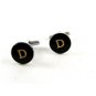 Silvertone & Goldtone & Black Initial Letter D Cufflinks 11062013