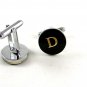 Silvertone & Goldtone & Black Initial Letter D Cufflinks 11062013