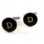 Silvertone & Goldtone & Black Initial Letter D Cufflinks 11062013