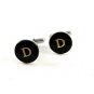 Silvertone & Goldtone & Black Initial Letter D Cufflinks 11062013