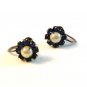 Vintage Sterling Silver & Blue Rhinestone & Pearl Earrings