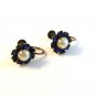 Vintage Sterling Silver & Blue Rhinestone & Pearl Earrings