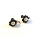 Vintage Sterling Silver & Blue Rhinestone & Pearl Earrings