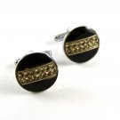 Unmarked Silvertone Black Lucite ? Rhinestones Cufflinks 11062013