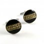 Unmarked Silvertone Black Lucite ? Rhinestones Cufflinks 11062013