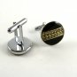 Unmarked Silvertone Black Lucite ? Rhinestones Cufflinks 11062013