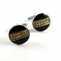 Unmarked Silvertone Black Lucite ? Rhinestones Cufflinks 11062013