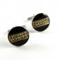Unmarked Silvertone Black Lucite ? Rhinestones Cufflinks 11062013